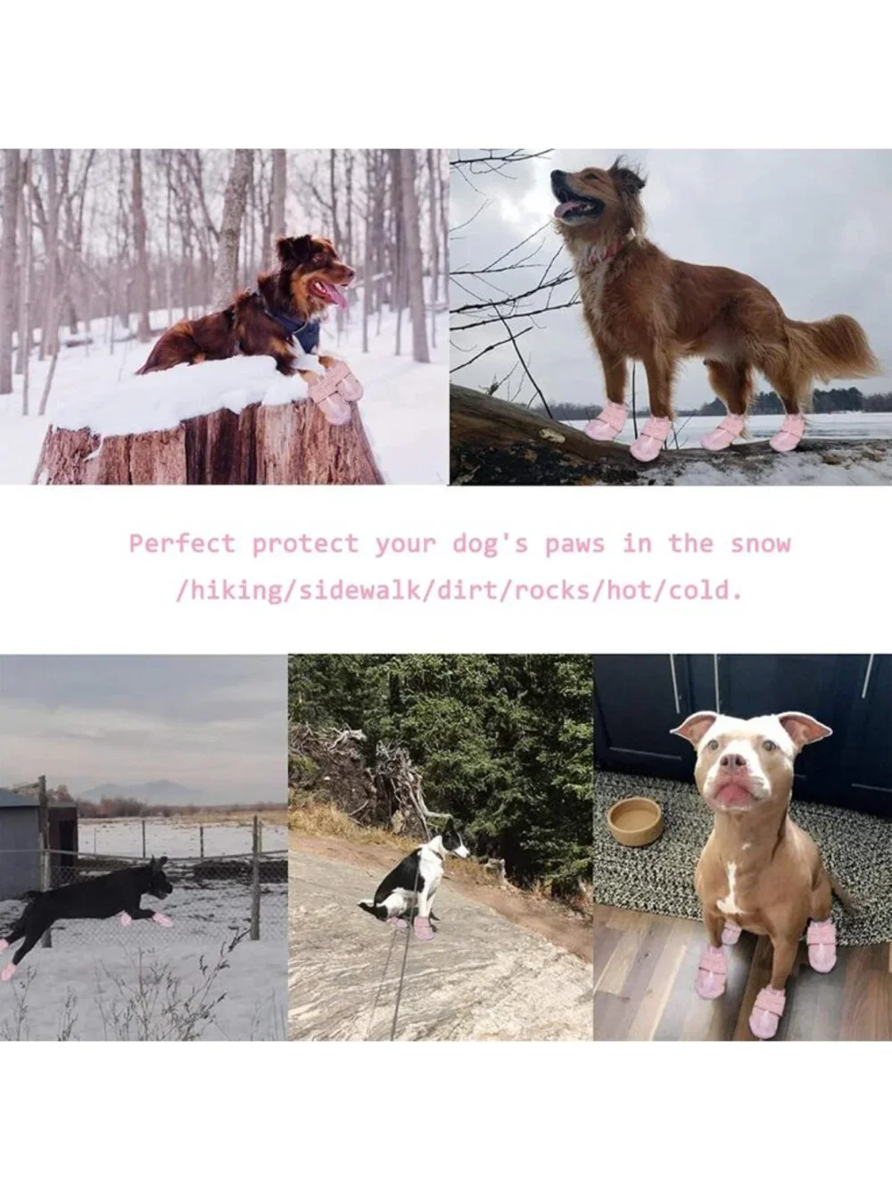 Waterproof Dog Boots with Reflective Strips, Anti-Slip Sole - Outdoor Dog Shoes